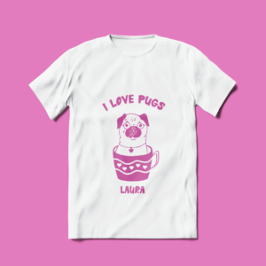 T-shirt Criança Pug personalizada Animais de estimação 2